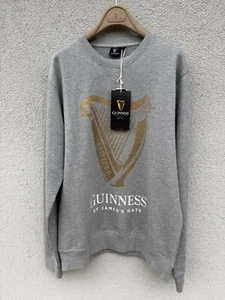 Guinness Sweatshirt Mens Grey Long Sleeve Crew Neck Jumper Irish Harp BRAND NEW - Picture 1 of 13