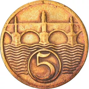 Czechoslovakia | 5 Haleru Coin | Charles Bridge | Prague | KM6 | 1923 - 1938 - Picture 1 of 8