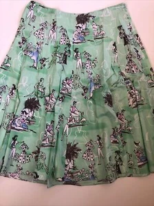 Gonna Tahari vintage retrò anni 50 ciclomotore barboncino novità stampa verde menta linea A 4 6 - Foto 1 di 12