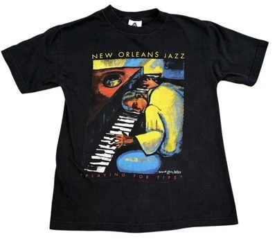 Vintage 1994 New Orleans Margaret Slade Kelly Jazz Playing for Tips Shirt Size S - Image 1 of 4