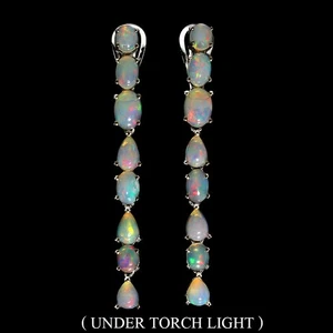 Orecchini in argento sterling 925 opale di fuoco ovale 7x5 mm gioielli con... - Foto 1 di 9