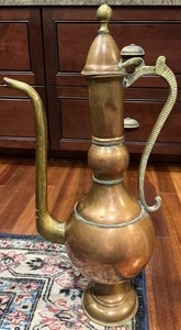 Antiker Vintage Naher Osten Türkischer Kupfer & Messing Krug Ewer 25" hoch - Bild 1 von 17