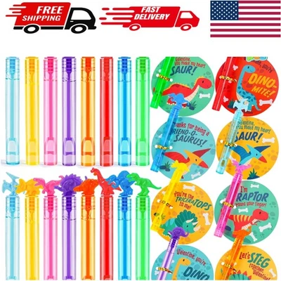 Pack Completo 32 Favor de San Valentín: Mini Varitas de Burbuja y Tarjetas de Regalo Dino para Niños Foto 1 de 4