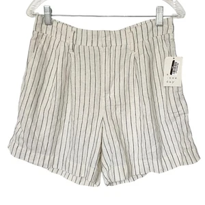 NEU A NEW DAY gestreifte hoch taillierte Shorts Leinenmischung weiß Größe 6 lockere Passform - Bild 1 von 4