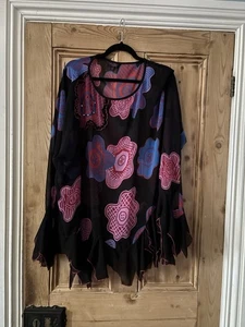 Zandra Rhodes for Simply Be Sheer Festival/party/bohemian Tunic Top Size 20 - Picture 1 of 10