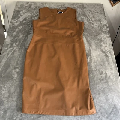 Calvin Klein Women's Camel Faux Leather Sheath Dress Size 14 - Image 1 of 4