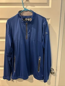 NEW Sun Mountain Sz L Rain Wear Jacket Blue 1/4 Zip Golf Windbreaker Long Sl C3 - Picture 1 of 12
