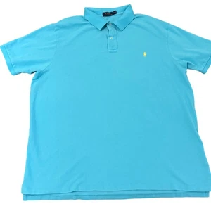Polo Ralph Lauren Herren Poloshirt 2XLT Türkis Gelb Logo Baumwolle - Bild 1 von 8