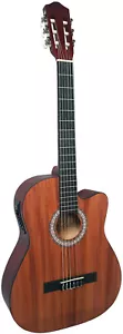 4/4 KONZERTGITARRE MAHAHONI MIT CUTAWAY UND AKTIVER ELEKTRONIK EQ NYLONSAITEN XY - Bild 1 von 3