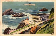 VINTAGE POSTCARD CLIFF HOUSE AND SEAL ROCKS AT SAN FRANCISCO CALIFORNIA c. 1935