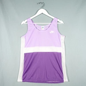 Vintage Nike Tank Vest Womens Large Purple White Sleeveless Mesh Running Swoosh - Picture 1 of 11
