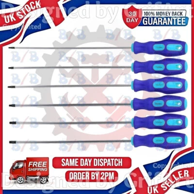 BB SIX EXTRA LONG TORX SCREWDRIVER STAR MAGNETIC SET T10 T15 T20 T25 T27 T30 TORQUE