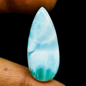 30.45 Cts Natural Larimar 36x15mm Pectolite Loose Cabochon Untreated Gemstone - Picture 1 of 9