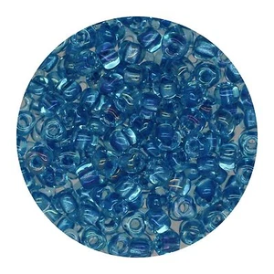 Japanese Glass Triangle Bead 8/0 Blue Lined Aqua - Picture 1 of 2