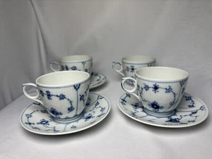 Lot of 3 Royal Copenhagen Blue Fluted Teacups And Saucers With One Extra Teacup - Picture 1 of 14