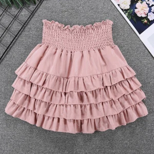 Girl Velvet Short Skirt High Elastic Waist Layered Tiered Wrinkle Fold Cute Chic - Picture 1 of 12