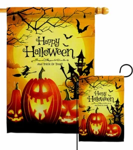 Halloween Happy Pumpkins Garden Flag Fall Decorative Gift Yard House Banner - Picture 1 of 17