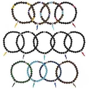 Bracciali Unisex  GERBA HORN in Argento 925 e Pietre Naturali con Corni Vari - Picture 1 of 16