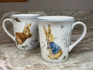 Peter Rabbit Coffee Mug Set Of 2. The World Of Beatrix Potter. Now Run Along New - Picture 1 of 16