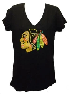 New Chicago Blackhawks Womens Size M-L-XL Medium Black G-III Shirt - Picture 1 of 5