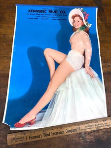 C.1960 Kennebec Fruit Co. PIN UP Werbung, SEXY Poster 16 3/4" x 12 1/8" - Bild 1 von 8