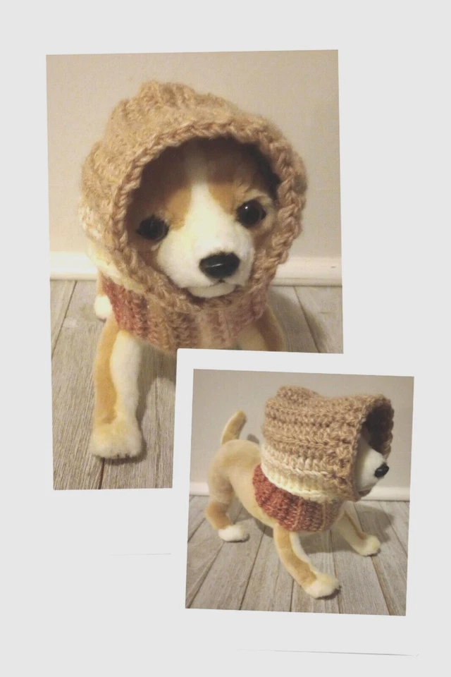 handmade crochet dog pet hood hat snood small medium breed rubiks red - Image 1 of 4