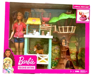 Barbie Animal Rescate Muñeca Veterinaria Juego Zorro Ciervo Búho Árbol Casa 3+ - Imagen 1 de 4