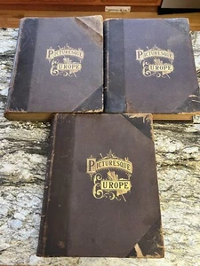 Picturesque Europe Volumes 1-3 Bayard Taylor Hardcover 1875 - 1879 Half Leather - Imagen 1 de 24