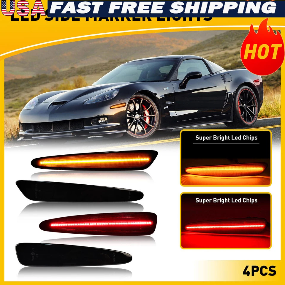 4X F + Turn R Side Signal LED Light Fits Marker 2005-2013 Chevrolet Corvette C6 - Image 1 of 4