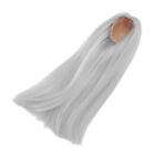 (Silver Grey White)Long Straight Doll Wig Elastic Heat Resistance Doll Wig