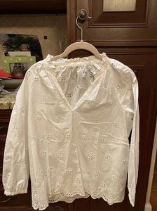 Madewell White Eyelet Lace Keyhole Peplum Top Women's Size Small EUC - Picture 1 of 4