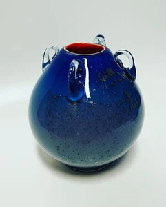 Jarrón vintage de cristal de Murano láminas de plata opalina años 80 excelente estado H=19 Cm - Imagen 1 de 9