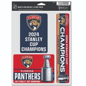 FLORIDA PANTHERS 2024 STANLEY CUP CHAMIONS 3 PIECE MULTI-USE DECALS NHL LICENSED - Picture 1 of 1