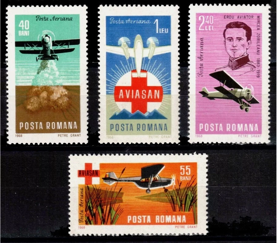 Romania 1968 • Mi# 2662-5 Sс# С167-170 • Aviation medical • cs MNH OG/Roumanie - Image 1 of 1