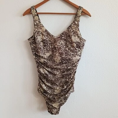 Traje de baño de 12 piezas Lands End de colección para mujer busto con aros fruncido marrón floral Foto 1 de 4