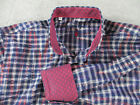 Visconti Shirt Mens Medium Red Blue Geometric Abstract Flip Cuff Button Up
