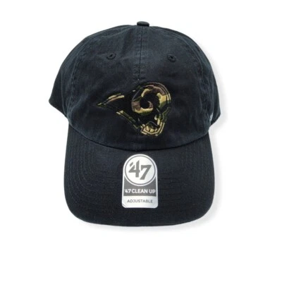 '47 Los Angeles Rams Clean Up Black Camo Adjustable Strap Hat Dad Cap - Image 1 of 4