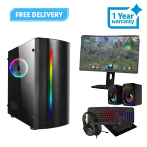 Full Setup Gaming PC Bundle Intel Core i5 16GB 1TB+128GB SSD GT730 4GB WIN 11p - Picture 1 of 5