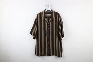 Deadstock Vtg 90s Streetwear Mens 2XL Baggy Striped Short Sleeve Button Shirt - Picture 1 of 10