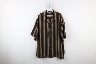 Deadstock Vtg 90s Streetwear Mens 2XL Baggy Striped Short Sleeve Button Shirt - Image 1 of 4