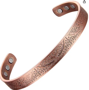 Brazalete magnético de cobre puro terapia del dolor artritis brazalete energético árbol de la vida - Imagen 1 de 5