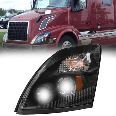 For 2004-2017 Volvo VNL VNX Black LED Headlight Assembly Driver Left Side Foto 1 de 4