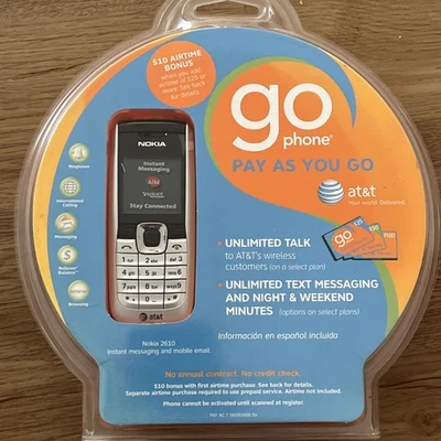 NUEVO SELLADO AT&T Nokia 2610 GoPhone paga sobre la marcha  Foto 1 de 4