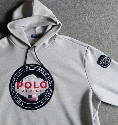 Polo Ralph Lauren Sudadera con Capucha Para Hombre 4XB Alpine Racing Copa Mundial Logo Parches Usado en Excelente Condición Foto 1 de 4