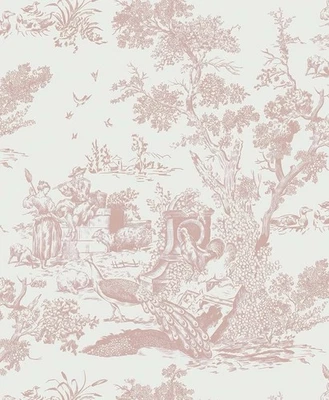 CICIwind Peel & Stick Pink/ White Wallpaper  16” x 197” (6-Rolls) New - Image 1 of 4