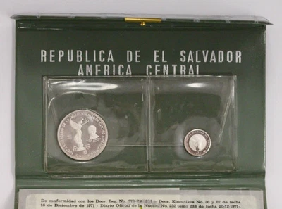 1971 EL SALVADOR - OFFICIAL PROOF SILVER SET (2) - SALVADOR DALI - OGP w/ COA - Image 1 of 4