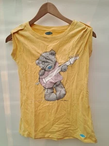 Beautiful Yellow Tatty Teddy T-shirt Playing Guitar With Pink Sparkles M&S - Picture 1 of 6
