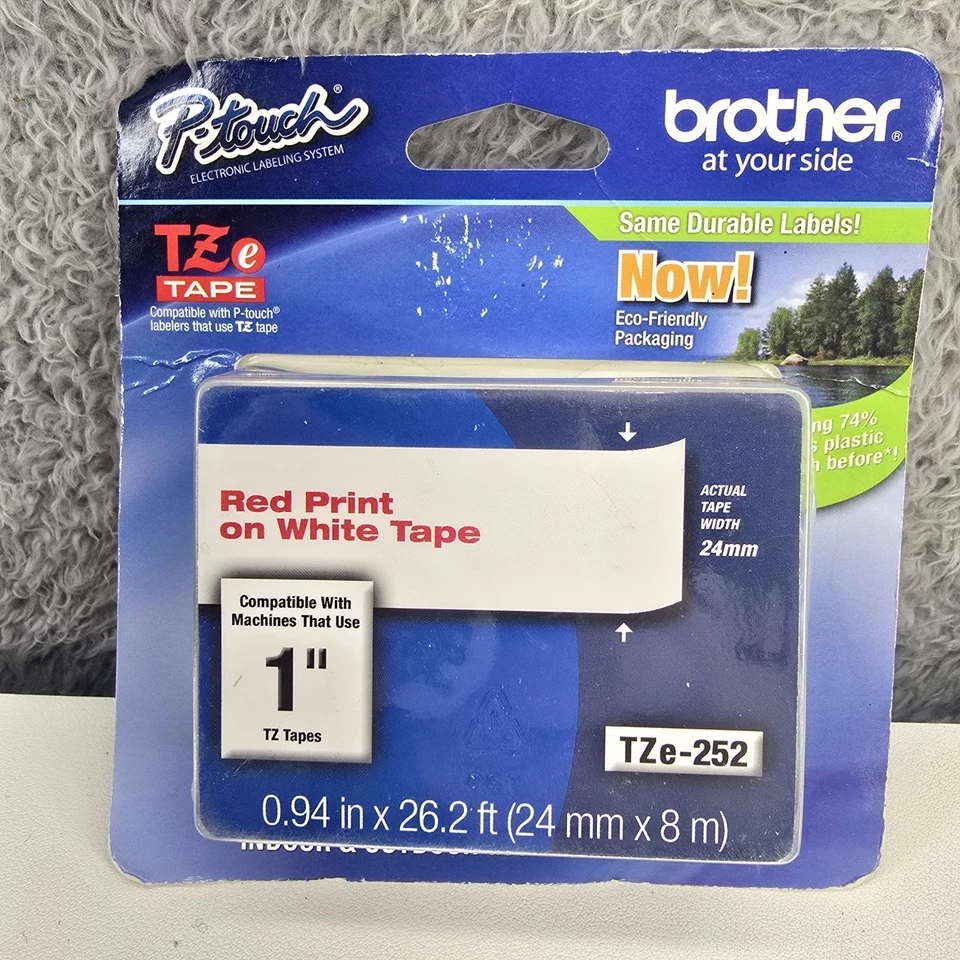 Brother P-Touch TZE252 0.94" .2' Laminated Labeling Tape - Red on White