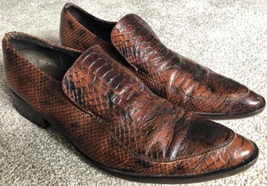 Scarpe uomo Rock nuove in pelle taglia EU45 UK12 mocassino slip on marrone modello coccodrillo - Foto 1 di 11