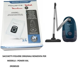 SACCHETTI POLVERE ROWENTA ZR200520 ORIGINALI 4 sacchetti, PER MODELLI POWER XXL - Foto 1 di 1